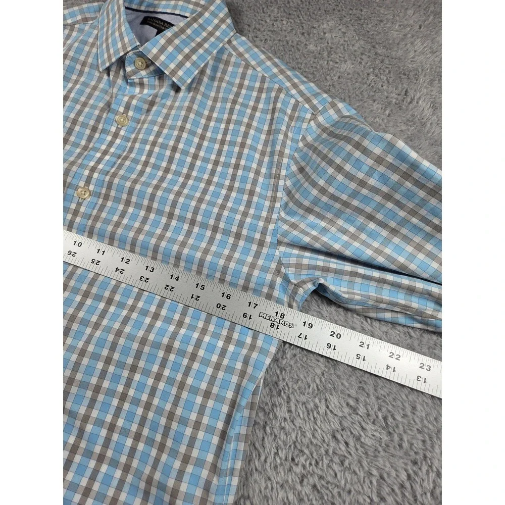 Banana Republic‎ Button Down Shirt S Blue Grey Mens Non-Iron Tailored Slim Fit